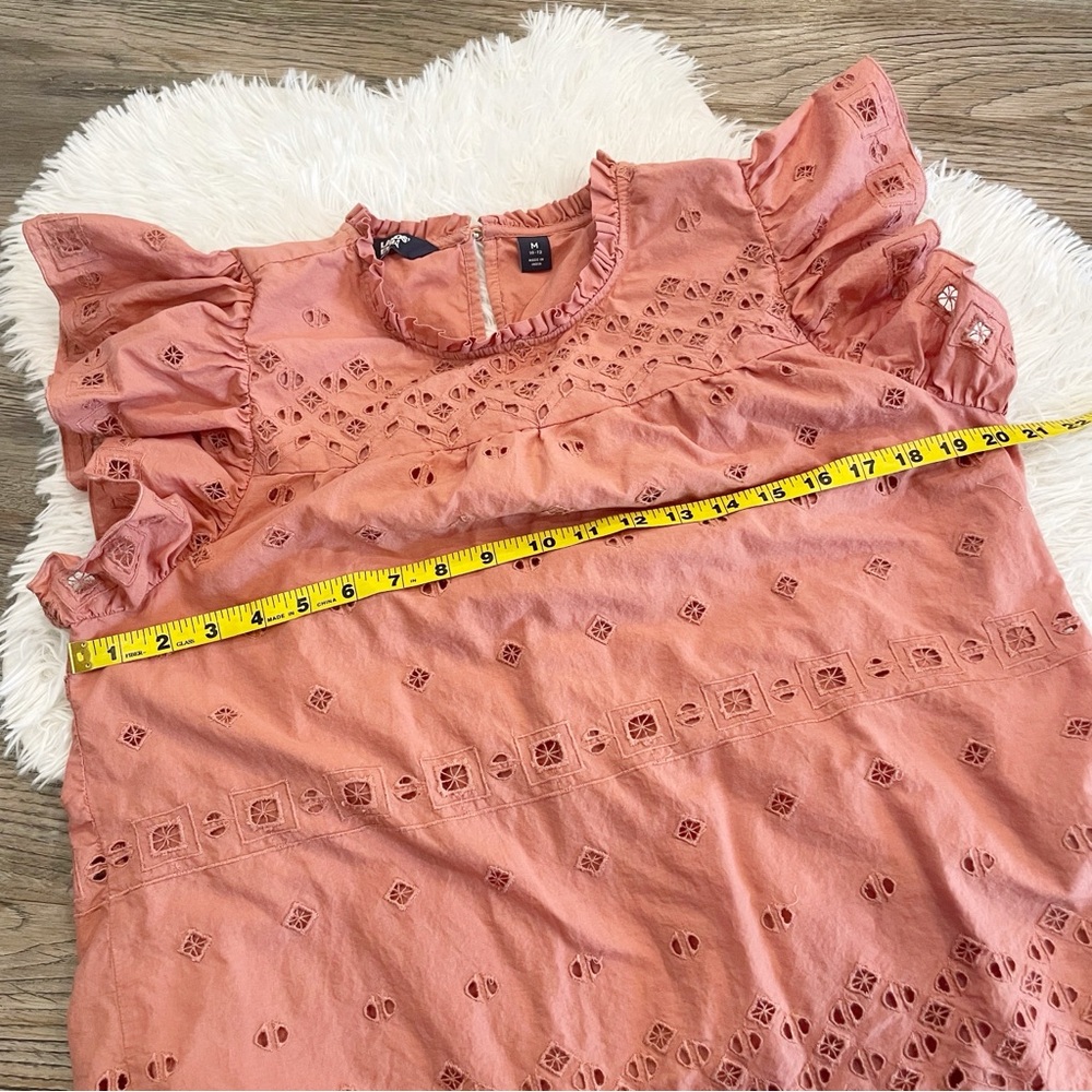 Lands’ End Dusty Pink Eyelet Blouse Medium Spring Casual Teacher - Picture 6 of 9